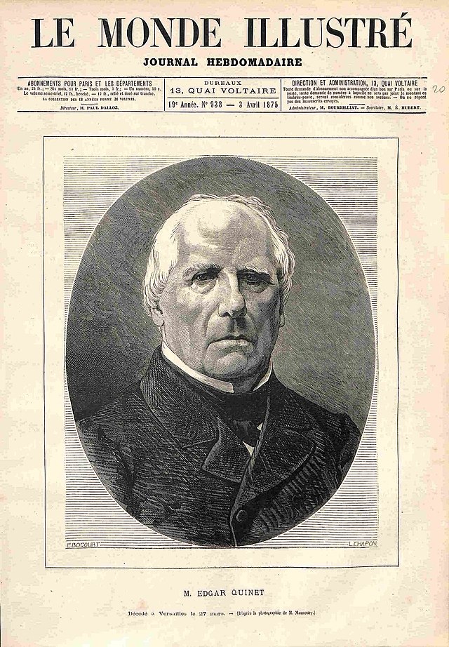 Edgar Quinet, portret publicat în Le Monde Illustré din 3 aprilie 1875. | Foto: Léon-Louis Chapon. | Sursa: wikipedia.org