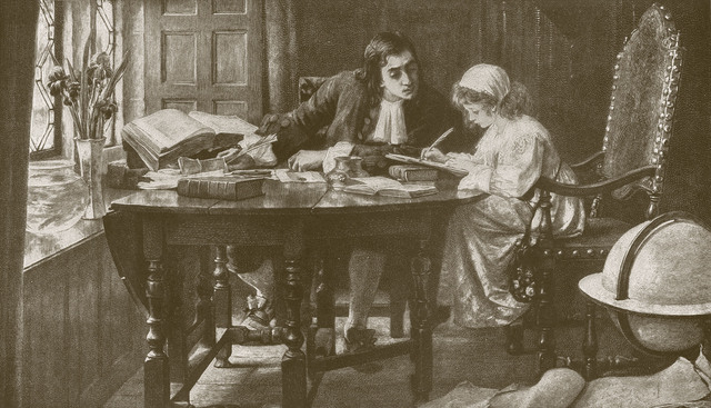 O ilustrație cu Jonathan Swift ca preceptor al tinerei Esther Johnson, Stella | Sursa: timetoast