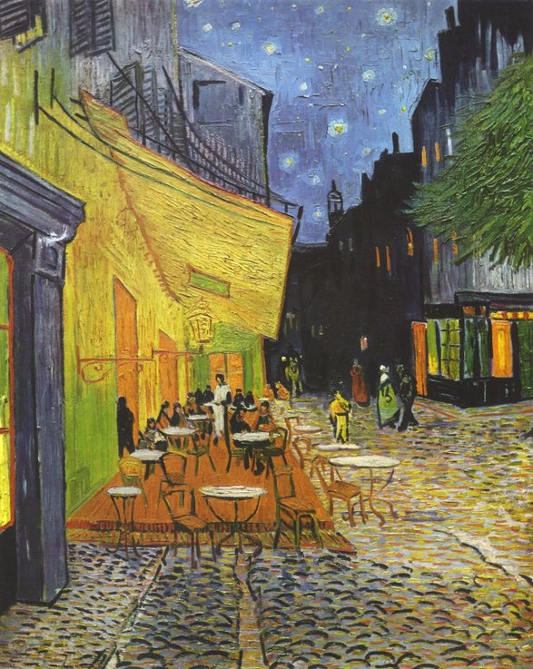 Terasa cafenelei, noaptea; Vincent van Gogh, 1888 | Sursa: Wikipedia, Domeniu public