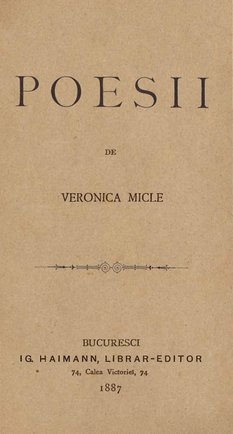 Volumul de Poesii de Veronica Micle, publicat în 1887