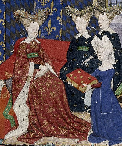 Christine de Pizan îi dăruiește reginei Franței Cartea cetății doamnelor | Sursa: World Digital Library/National Library of France