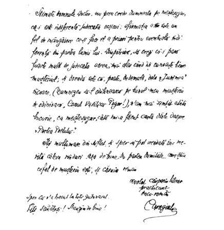 Scrisoare trimisă de I.L.Caragiale | Sursa: Opere – Corespondența, vol. VII, Fundația Regală pentru Literatură și Artă, 1942