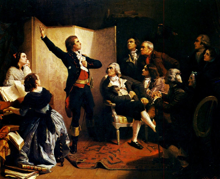 Claude Joseph Rouget de Lisle cântă pentru prima dată ceea ce va fi imnul național al Franței, cunoscut cu numele la Marseillaise; Pictură de Isidore Pils | Sursa: Wikipedia, domeniu public