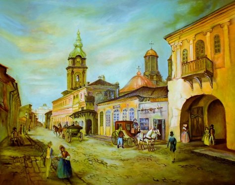 Iași, strada Mare, mijlocul secolului al XIX-lea | Sursa: Iași orașul meu, Sergiu Amarandi