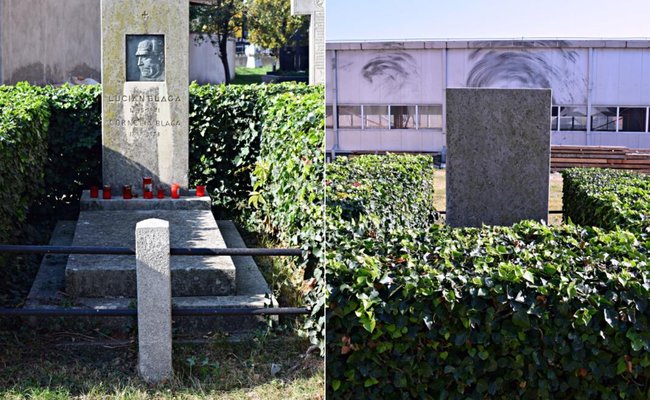 Mormântul filozofului Lucian Blaga; în poza din dreapta, clădirea din fața mormântului | Credit foto: Mira Kaliani