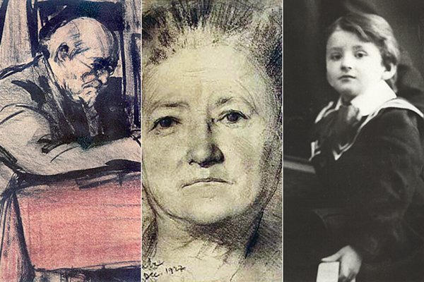 De la stânga: Portretul tatălui și al mamei artistului; Corneliu Baba, în copilărie | Sursa foto: corneliu-baba.org