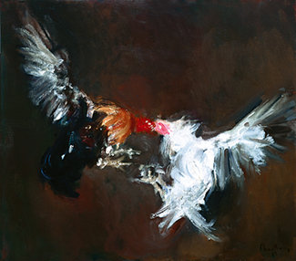 Cocoși – 1980; Artist: Corneliu Baba | Sursa foto: corneliu-baba.org
