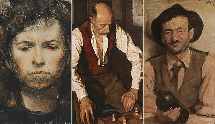 De la stânga: Soția artistului – 1957, Jucătorul de șah – 1948, Băutorul – 1935; Artist: Corneliu Baba | Sursa foto: corneliu-baba.org