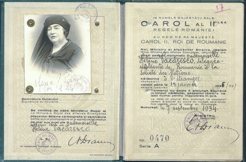 Pașaportul diplomatic al Elenei Văcărescu 