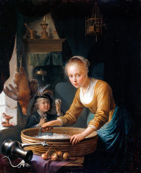 Gerrit Dou, Tânără tocând ceapă, 1646