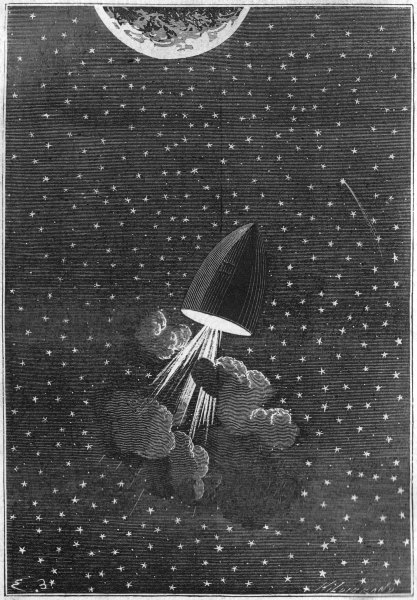 Ilustrație din Autour de la lune, Jules Verne, 1865